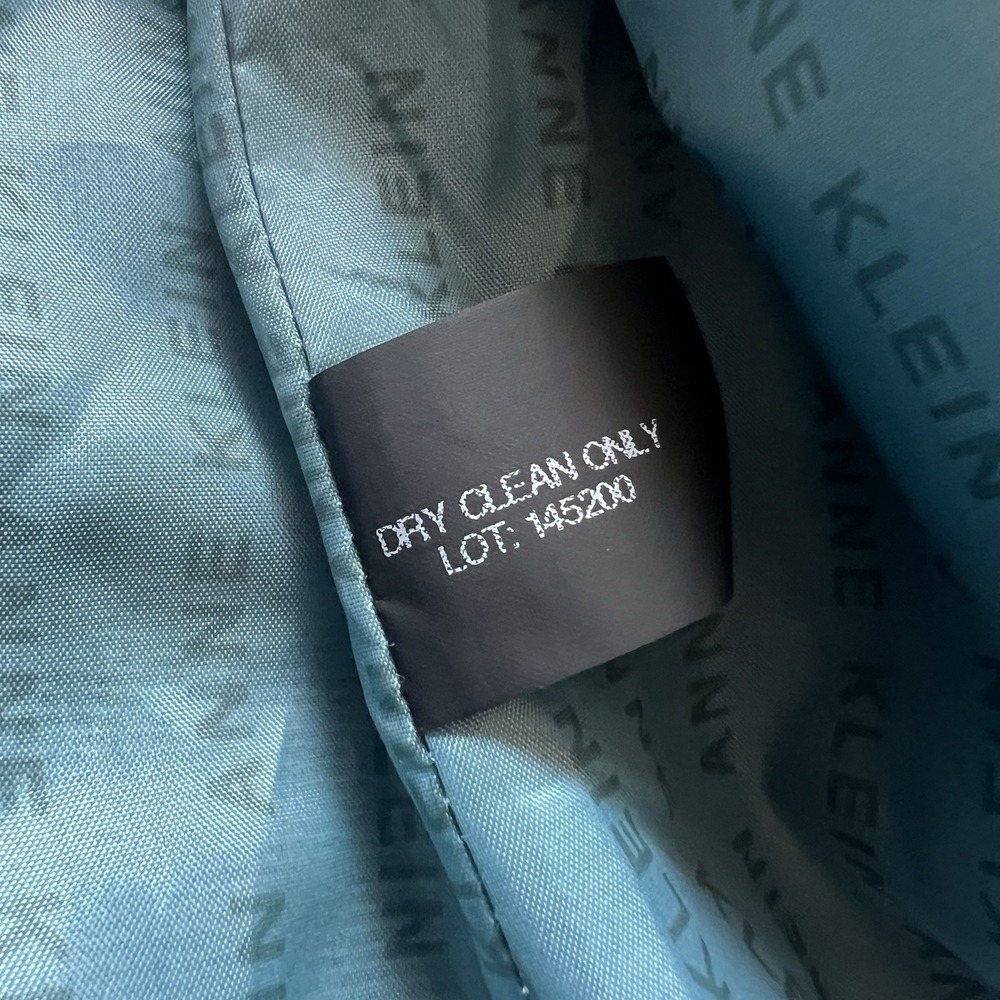 Anne Klein Seafoam Blue Full Length Cashmere Wool Blend Collar Coat Size 0 - Picture 7 of 16